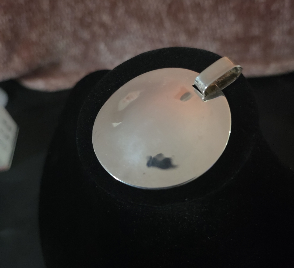 Robert Lee Morris Silver Oval Mirror Pendant Necklace